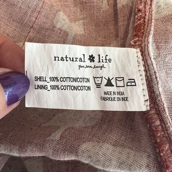 Natural Life Dakota Tie Overall Jumpsuit Size L Rust Tree Print Wide Leg Boho - Picture 15 of 15